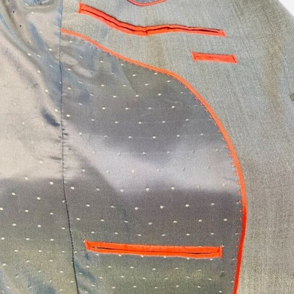 Alfani Slim Fit Blue Gray Wool Blend Mens Suit Jacket 36R Tailored  Macys Excl - Picture 7 of 9